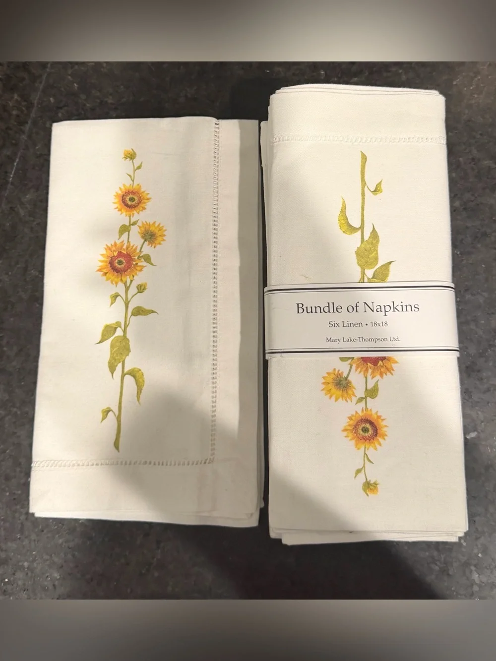 vintage bundle of six linen floral napkins